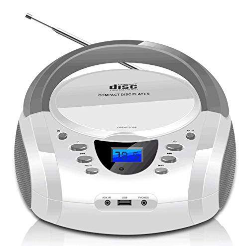 Imagem de Leitor de CD Lonpoo Portable Boombox com FM/USB/Bluetooth/AUX