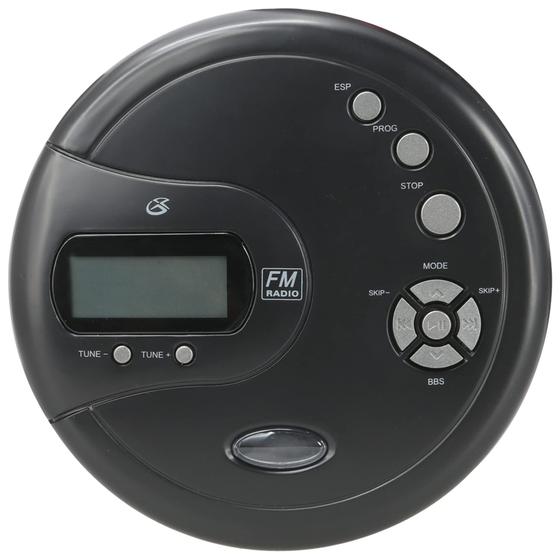 Imagem de Leitor de CD portátil com rádio FM e fones de ouvido estéreo - Preto com proteção contra saltos