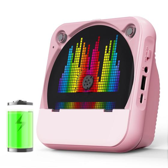 Imagem de Leitor de CD Portátil ENVYCLOUD Mini - com Bluetooth e Design Rosa