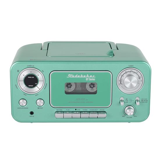 Leitor de CD Portátil Estéreo Studebaker com Bluetooth - Cores Azul-Verde e Prata