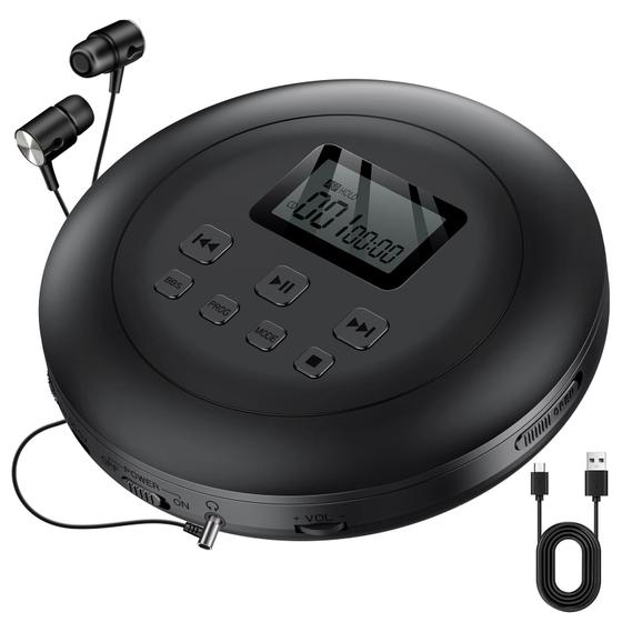 Imagem de Leitor de CD Portátil Gueray - Walkman Anti-Skip com Fones de Ouvido