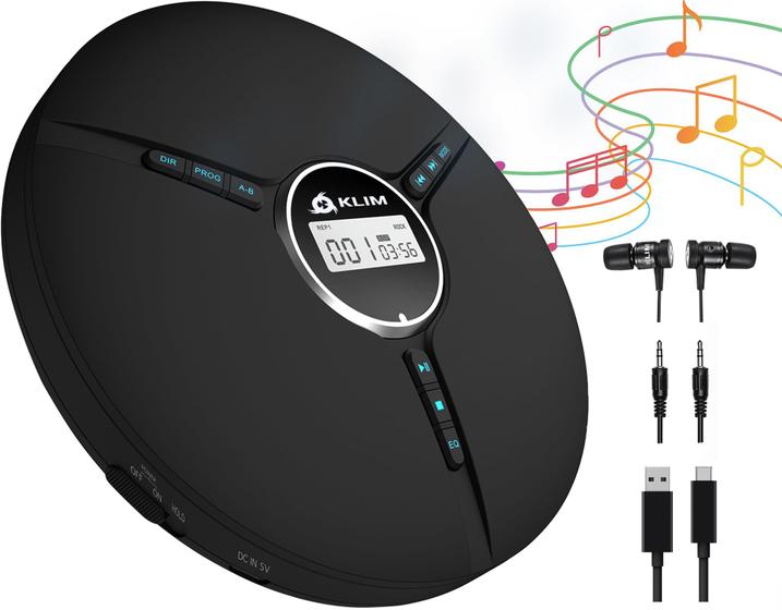 Imagem de Leitor de CD Portátil KLIM Discman com Fones de Ouvido - Preto 2024