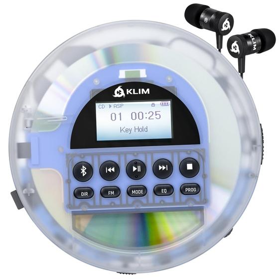 Imagem de Leitor de CD Portátil KLIM Nomad - Transparente com Fones de Ouvido