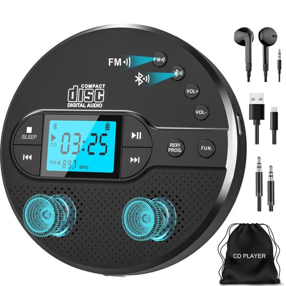 Imagem de Leitor de CD Portátil Sunoony com Bluetooth e Transmissor FM