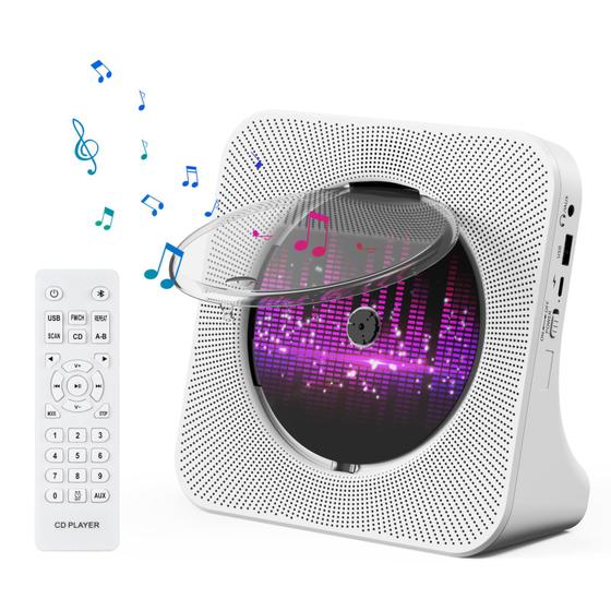 Imagem de Leitor de CD Qoosea para desktop Bluetooth doméstico com alto-falantes