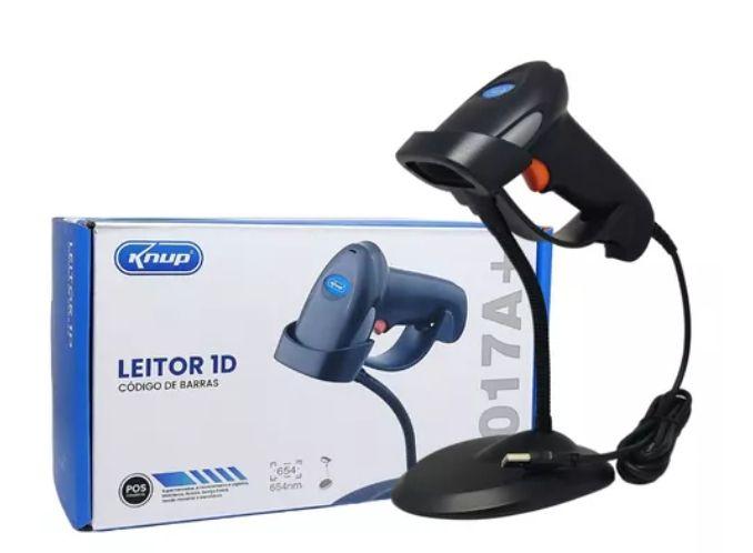 Imagem de Leitor De Cod De Barras Com Suporte Knup Kp-1017a+ Rápido