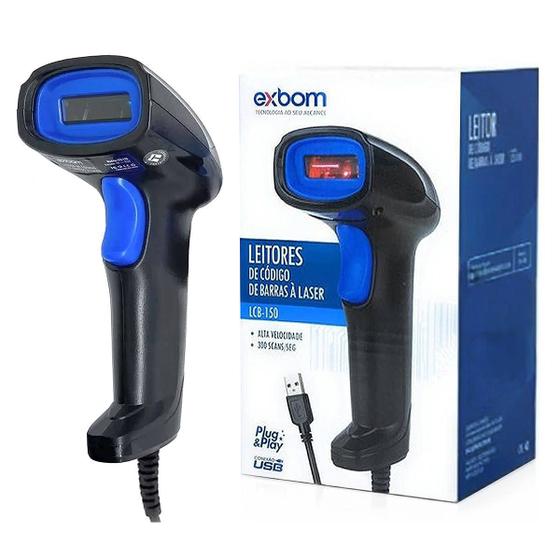Imagem de Leitor de Código de Barras Layout Padrão de Leitura FEBRABAN USB com Fio para Boletos Exbom LCB-150