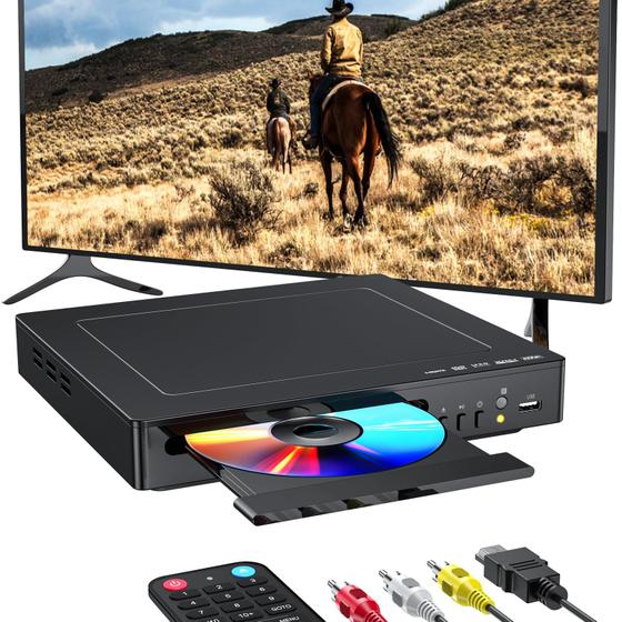 Imagem de Leitor de DVD ELECTCOM PRO para Smart TV HDMI em todas as regiões - preto