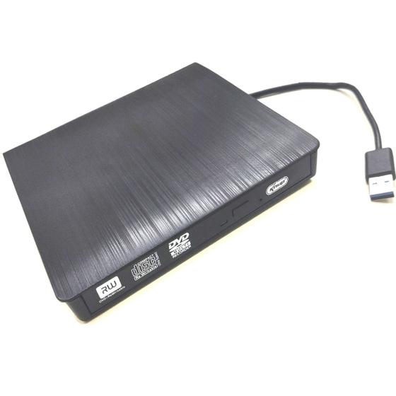 Leitor De Dvd Externo Slim Preto Usb 3.0 Para Pc Notebook gv02 - NBC ...