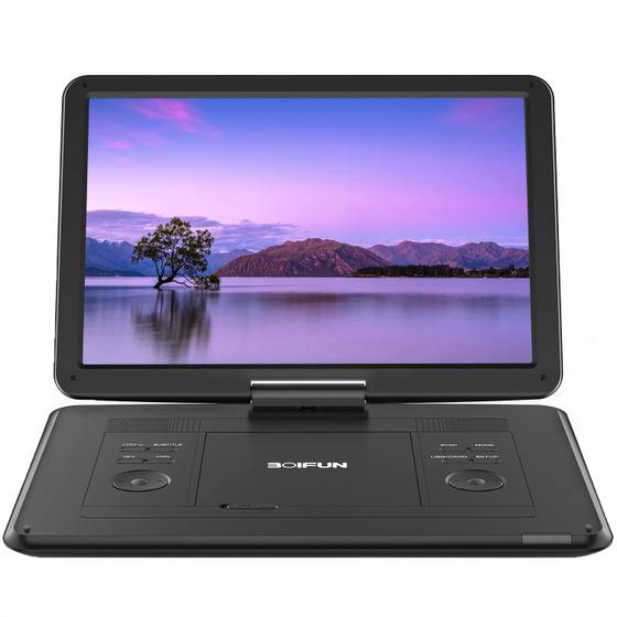 Imagem de Leitor de DVD portátil BOIFUN 17,5" com tela HD 6H bateria preta