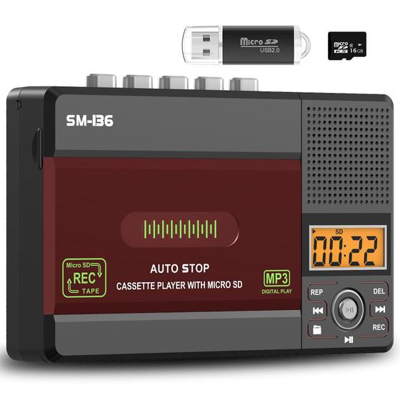 Imagem de Leitor de Fita Cassete SEMIER Small com Gravador USB/SD