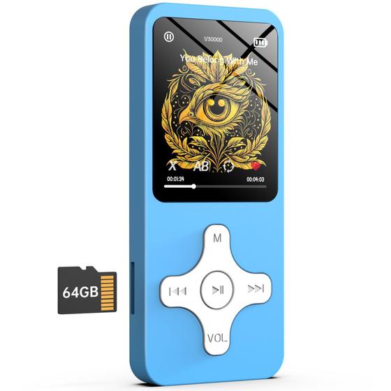 Imagem de Leitor de MP3 Aovly Nightingale Ⅱ Bluetooth 64GB Azul claro