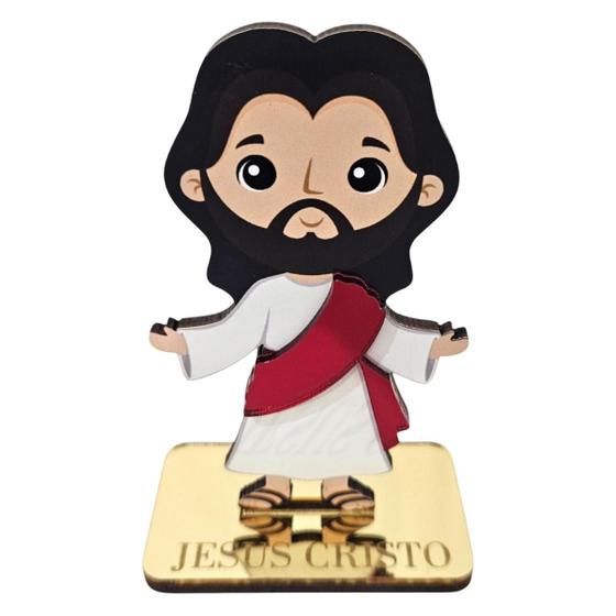 Imagem de Lembrancinha Decorativa - Jesus Cristo - MDF Acrílico Espelhado Dourado - Enfeite de Mesa