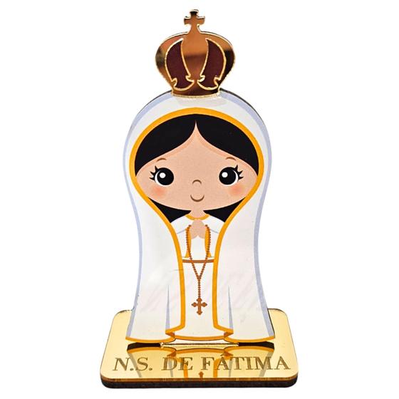 Imagem de Lembrancinha Nossa Senhora De Fátima - MDF Acrílico Espelhado Dourado - Decoração de Mesa