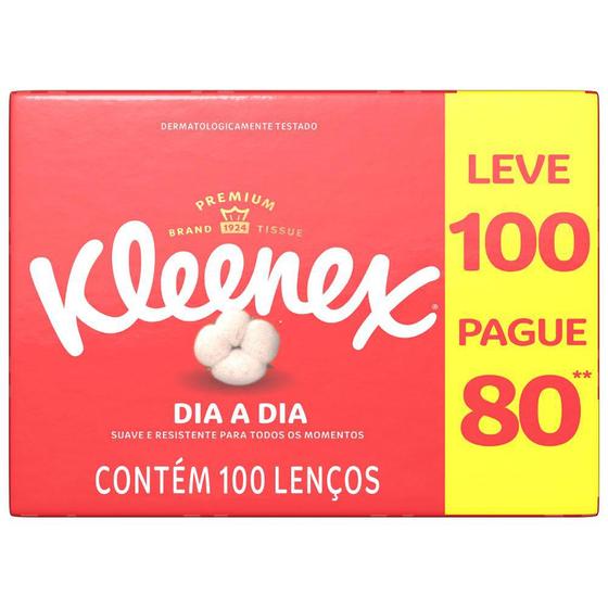 Lenço De Papel Kleenex Dia A Dia Leve 100 Pague 80 Unidades Menor preço em Lenço De Papel Kleenex Dia A Dia Leve 100 Pague 80 Unidades