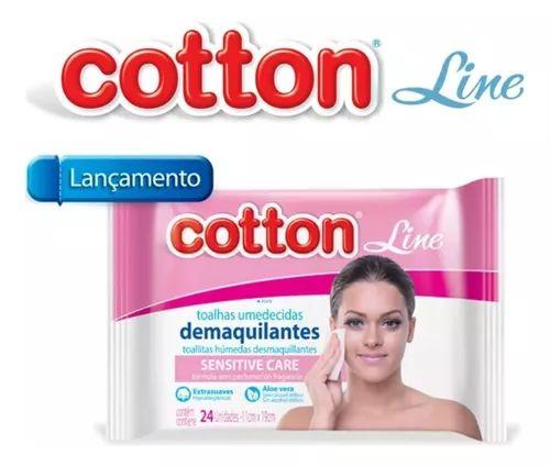 Imagem de Lenço Removedor De Maquiagem Cotton Line Tolhas Umedecidas Para Pele Todos Os Tipos 1 ml 24 Un