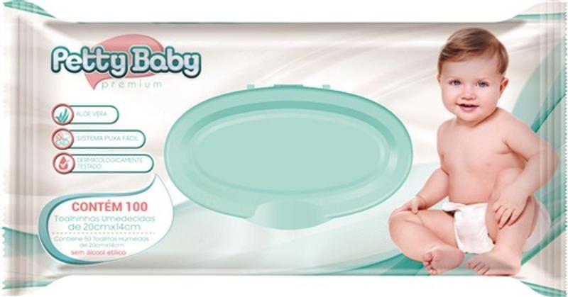 Imagem de Lenço toalha umedecido petty baby flip top com 100 unidades
