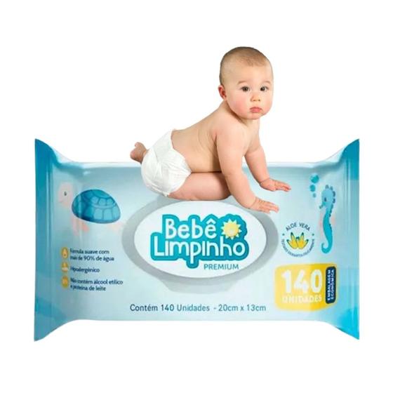 Imagem de Lenço Toalhas Umedecidas Aloe Vera Bebê Limpinho Premium Pacote 140 Unidades