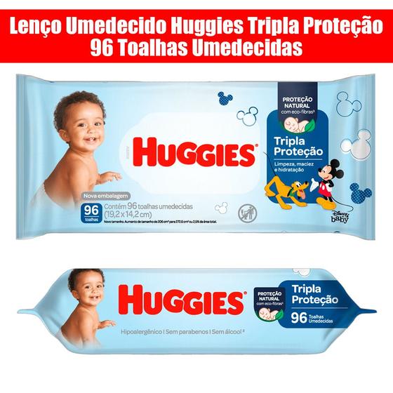 Imagem de Lenço Umedecido Huggies Tripla Proteção 96 Toalhas Umedecidas