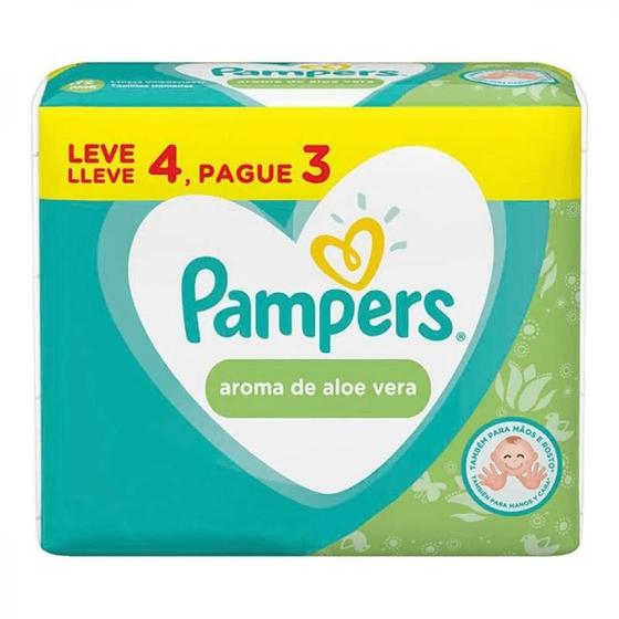 Imagem de Lenco Umedecido Pampers Aloe Vera Leve 4 Pague 3 Pacotes