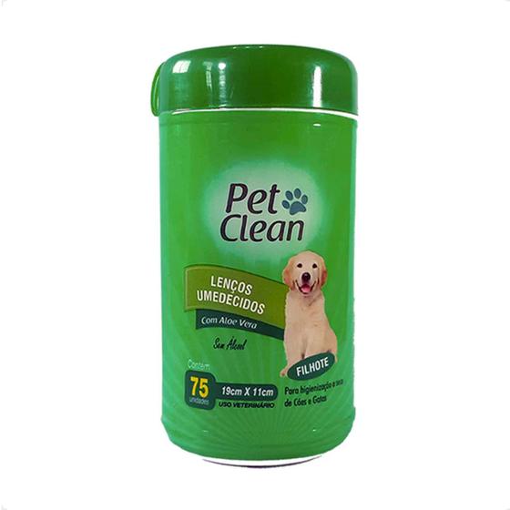 Imagem de Lenço Umedecido Pet Clean para Cães e Gatos Filhotes - 75 Un