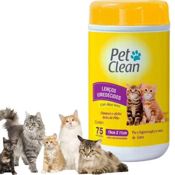 Imagem de Lenço Umedecido PetClean Cachorro Gato Cães Pet Limpeza Prática - Pet Clean