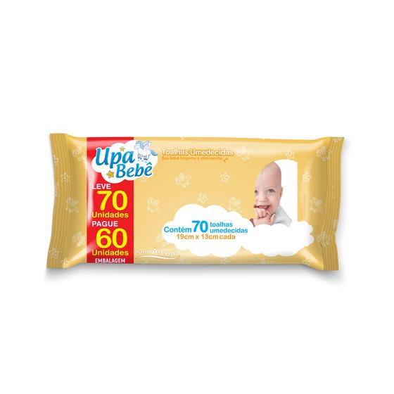 Imagem de Lenço Umedecido Sem Alcool Upa Bebê com 70 Unidades
