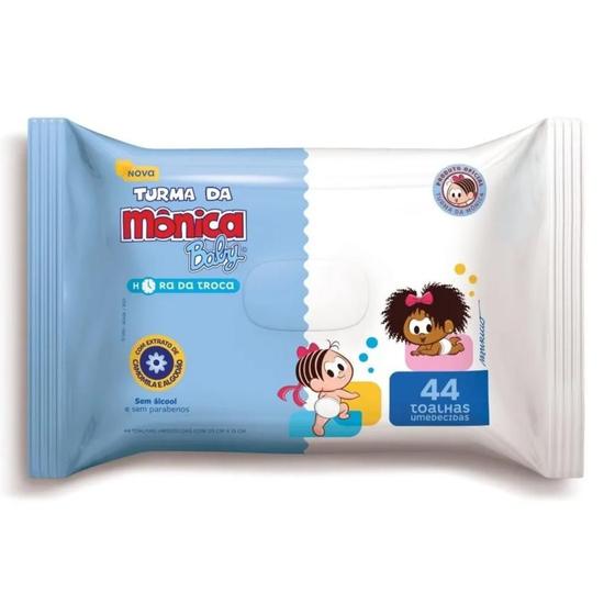LENÇO UMEDECIDA HORA DA TROCA TURMA DA MÔNICA 44 UNIDADES