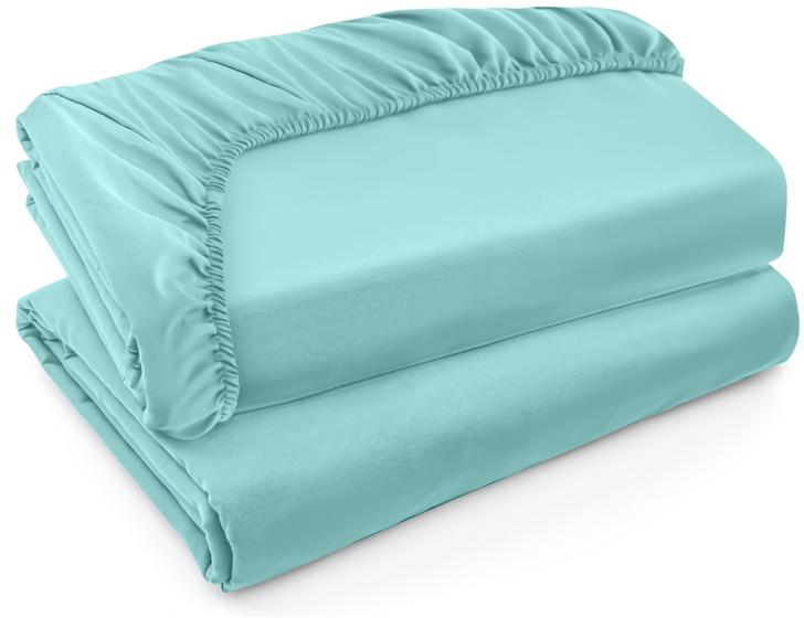 Imagem de Lençóis com elástico Utopia Bedding Twin XL, pacote com 2 unidades, azul spa