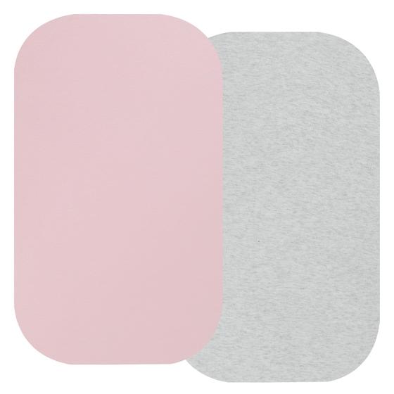 Imagem de Lençóis de berço Onacosht 100% algodão orgânico, pacote com 2 unidades rosa/cinza