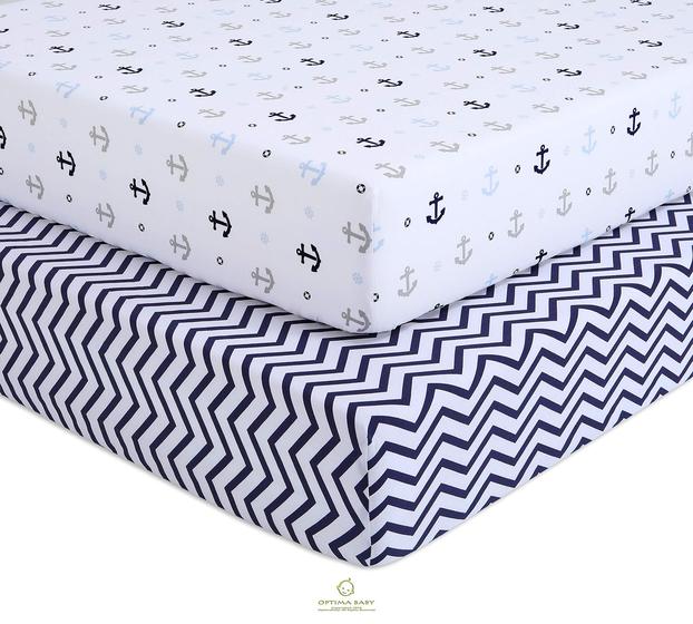 Imagem de Lençóis de Berço OptimaBaby Nautical Sailor - Kit com 2 Unidades