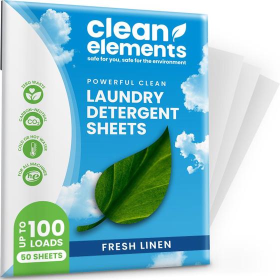 Imagem de Lençóis de detergente para roupa Clean Elements 100 Loads Fresh Linen