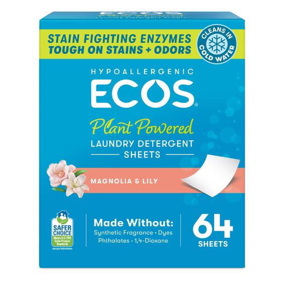 Imagem de Lençóis de detergente para roupa ECOS Magnolia & Lily 64 Sheets