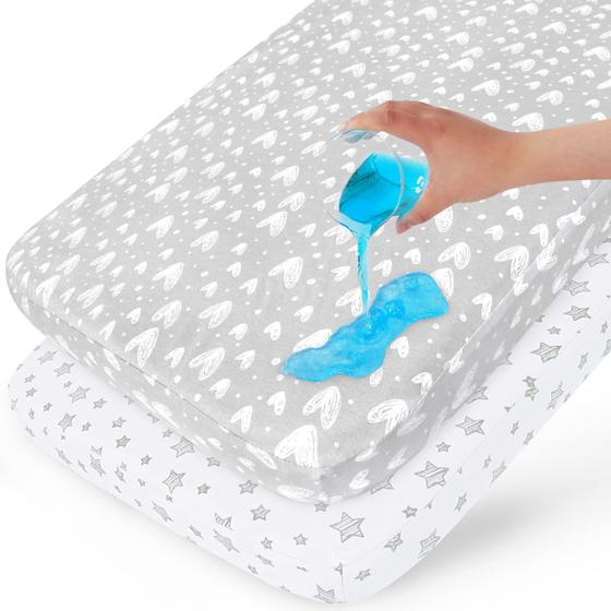 Imagem de Lençóis Impermeáveis com Elástico para Pack n Play - Pacote com 2 Unidades - 100% Algodão