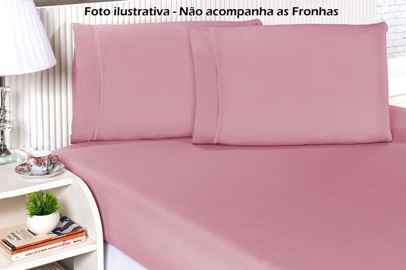 Imagem de Lençol Avulso Casal King Size Box altura de 35 cm - em tecido percal misto 180 fios Rosê