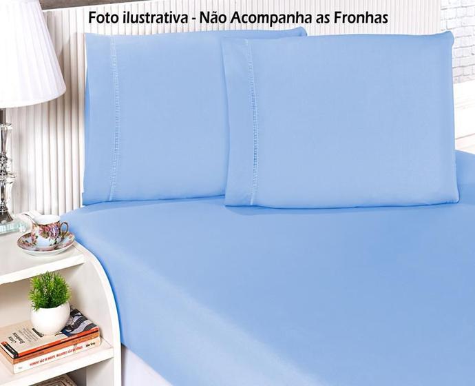 Imagem de Lençol Avulso Casal King Size  - Cama Box grande com 35 cm altura - Azul