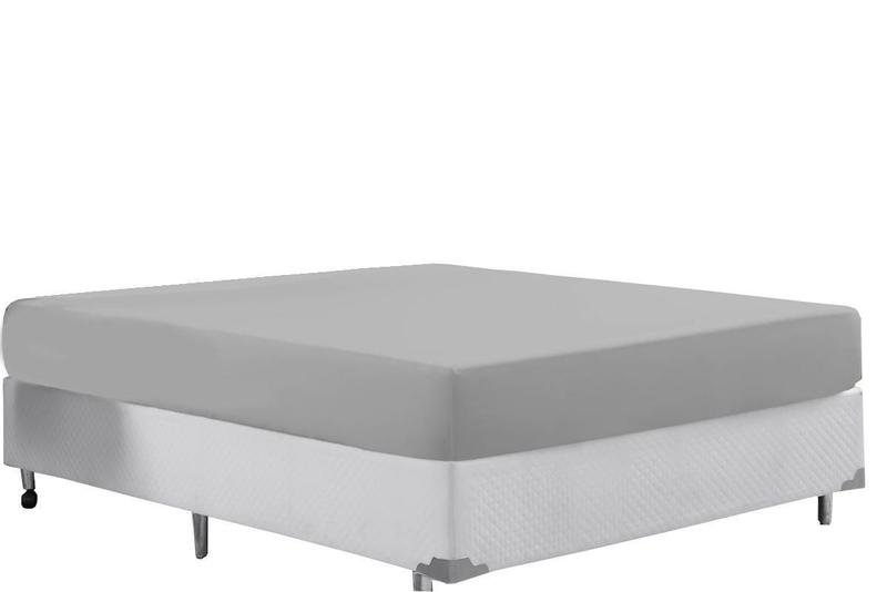 Imagem de Lençol Avulso Com Elástico Cama Casal Padrão 400 Fio Cinza