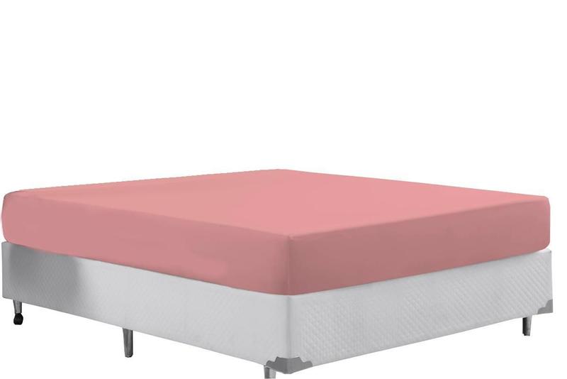 Imagem de Lençol Avulso Com Elástico Cama Queen 400 Fios Macio Rose