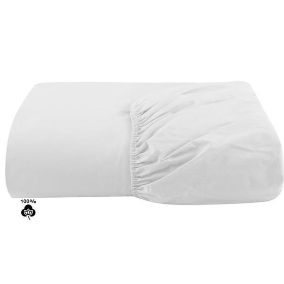 Imagem de Lençol Avulso Com Elástico Queen Size 100% Algodão Percal 200 Fios Colchão Até 40cm De Altura
