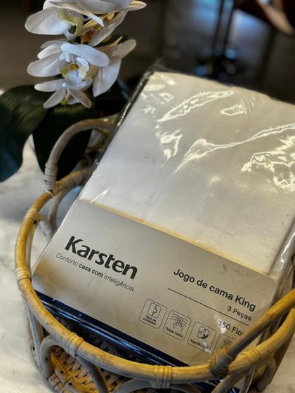 Imagem de Lençol c/ Elástico King Karsten 150 Fios 100% Algodão com Fronha Matiz cor natural