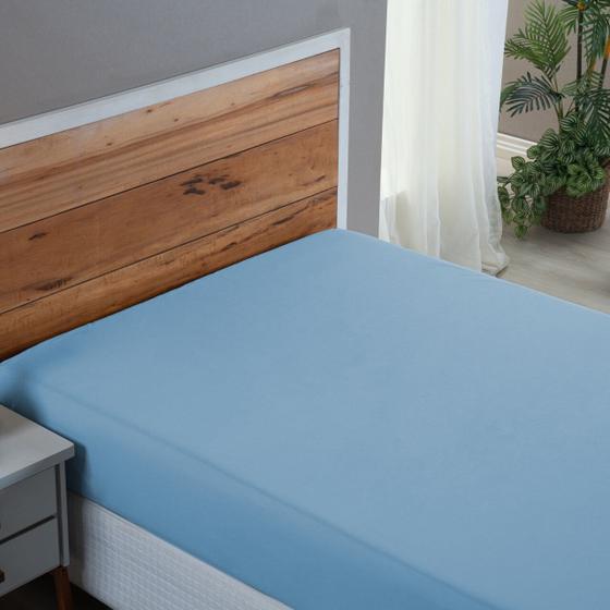 Imagem de Lençol Cama Casal com Elástico Percal 200 Fios Toque Macio Tecido Grosso