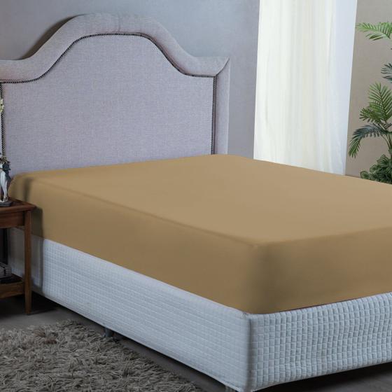 Imagem de Lençol Cama King Size com Elástico 400 Fios Avulso Toque Macio Lindo