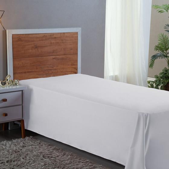 Imagem de Lençol Cama Solteiro 400 Fios Avulso Sem Elástico Hotel Pousada Revenda Aveludado 