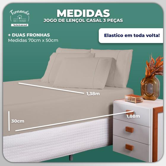 Imagem de LENÇOL CASAL AVULSO c/ ELÁSTICO 100% ALGODÃO 200 FIOS BEGE