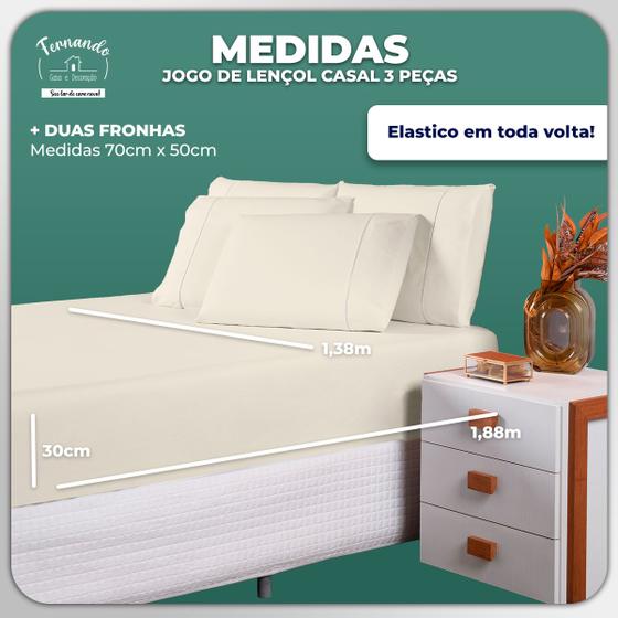 Imagem de Lençol casal avulso c/ elástico 100% algodão 400 fios palha