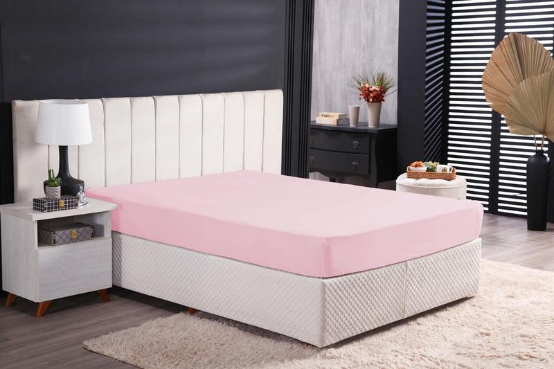 Imagem de Lencol casal avulso com elastico para cama box e comum 100% algodão percal 200 fios cor: rosa