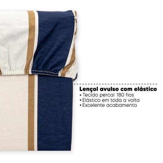 Imagem de Lençol Casal Avulso Elástico Estampado Percal 180 Fios