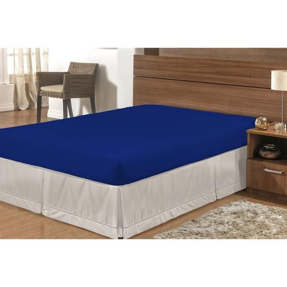 Imagem de Lençol Casal com Elastico Azul Royal