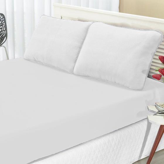 Imagem de Lencol Casal com Elastico Branco 100% Algodao