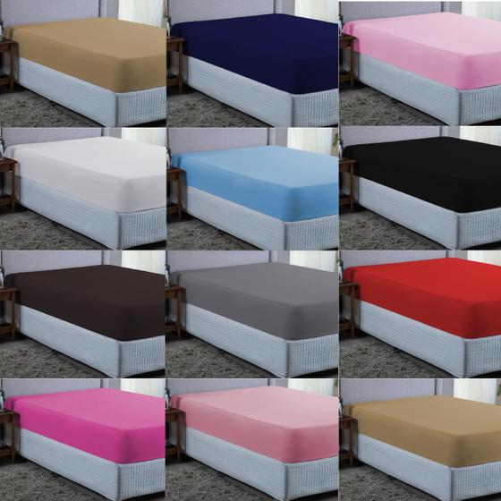 Imagem de Lençol Casal Padrão Liso Aveludado 400 Fios Cama Box com Elástico Avulso